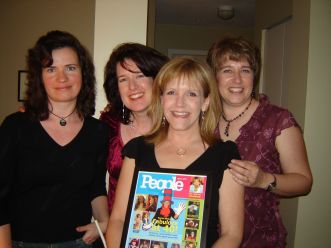 Vicki, Jen, Karen and Tina with the People mag Fabulous at 40 custom cover by Jen.